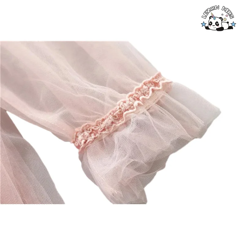 LEZONKIDS - Girl's Embroidery Flower Tulle Princess Dress Long Sleeves Cute Winter Clothing for Toddlers Aged 2-14 Years